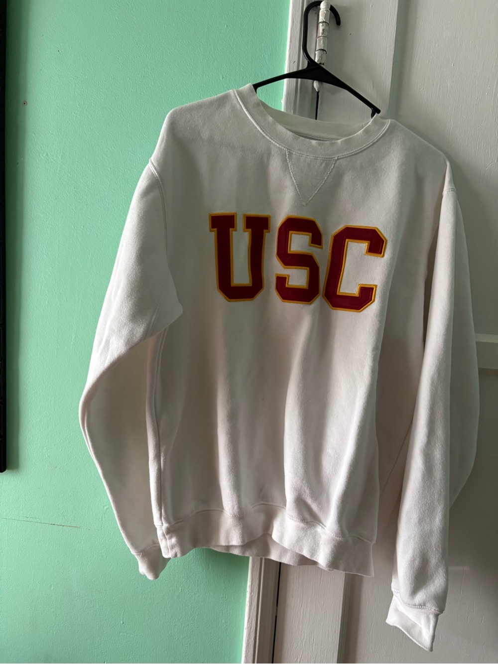USC White Crewneck Sweatshirt with Cardinal-Gold Lettering